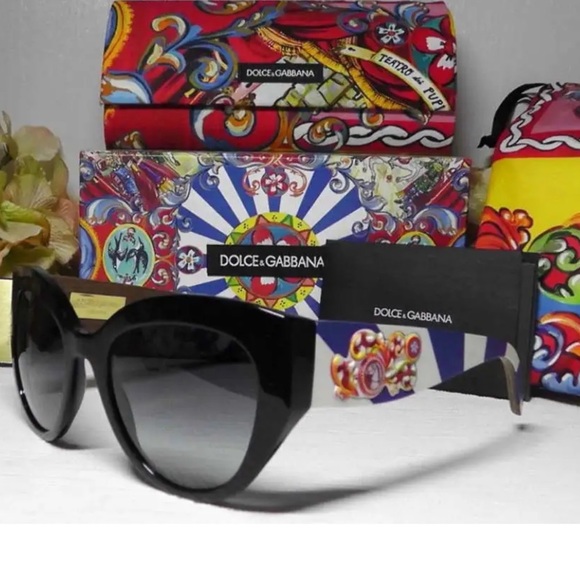 Dolce&Gabbana Cat Eye Horse Emblem Sunglasses Colorful Arms Handmade Areas NWT - Picture 7 of 16